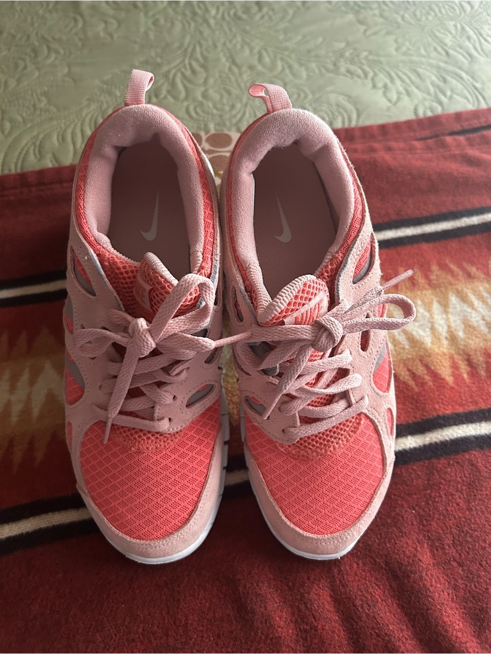 Nike Pink and Coral Youth Sneakers
